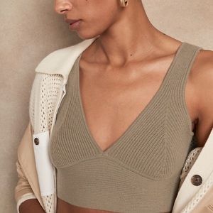 Banana Republic cashmere bralette size M in grey/olive green.